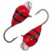 Капля с ушком d 4,0 мм, вес 1,1 гр, обмазка с камнем красная-винт /10 шт/